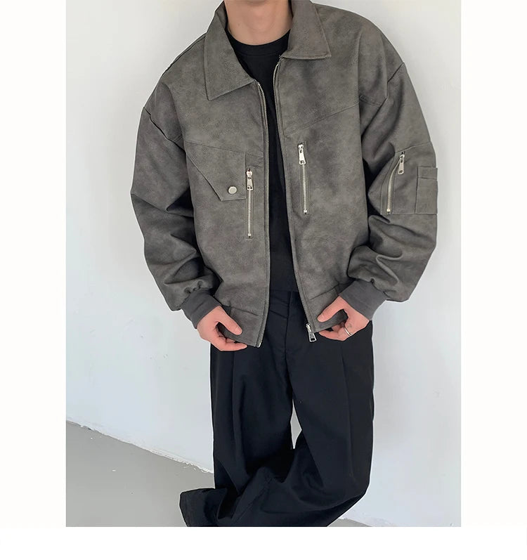 Men Leather Bomber