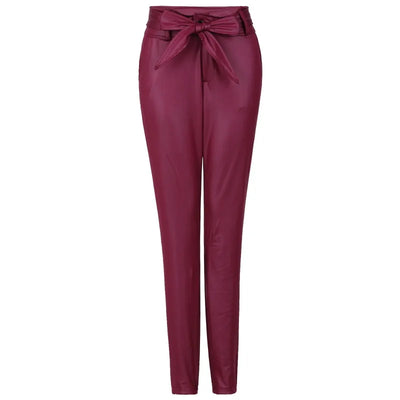 Women Belted Leather Pants