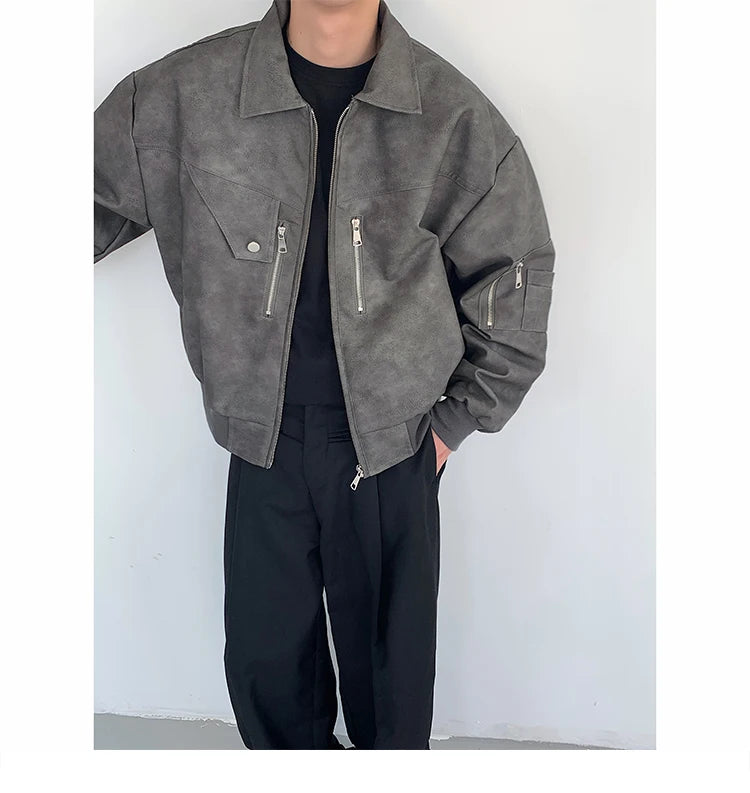 Men Leather Bomber