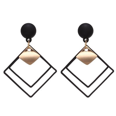 Korean Statement Black Acrylic Drop Earrings for Women 2019 Fashion Jewelry Vintage Geometric Gold Asymmetric Earring in 0 at Haute for the Culture