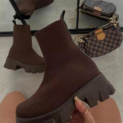 Platform Knitted Ankle Boot in  at Haute for the Culture