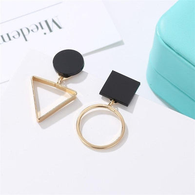 Korean Statement Black Acrylic Drop Earrings for Women 2019 Fashion Jewelry Vintage Geometric Gold Asymmetric Earring in 0 at Haute for the Culture