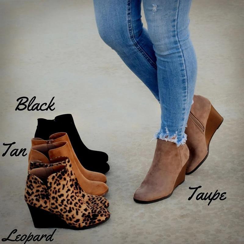 Lucky Brand Leopard Print Women’s Wedge Boots 6.5